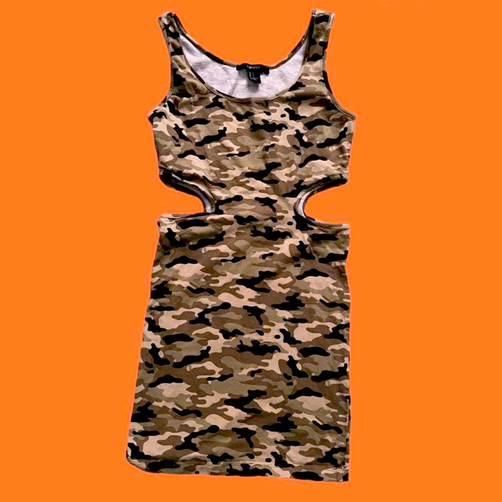 Side Cut out Camo Dress